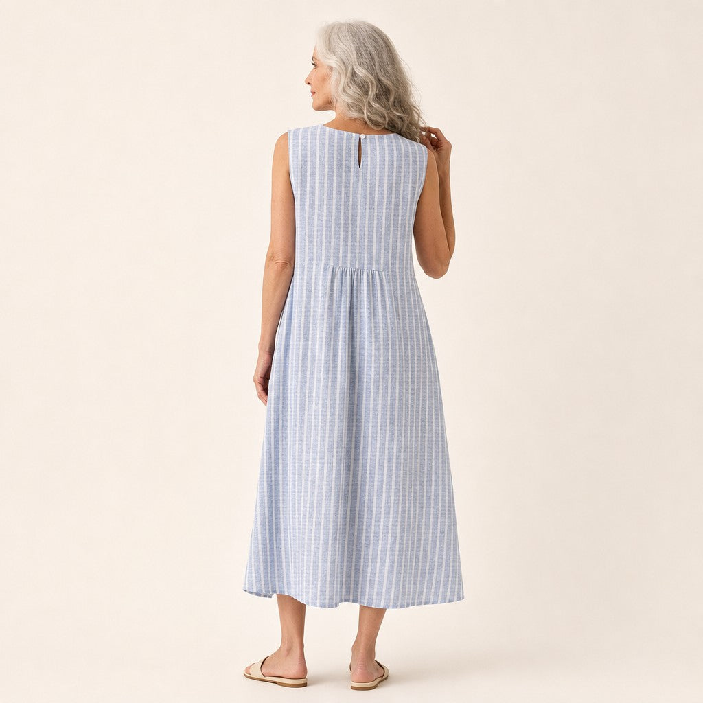 Amelie | Ärmelloses Sommerkleid mit feinen Streifen
