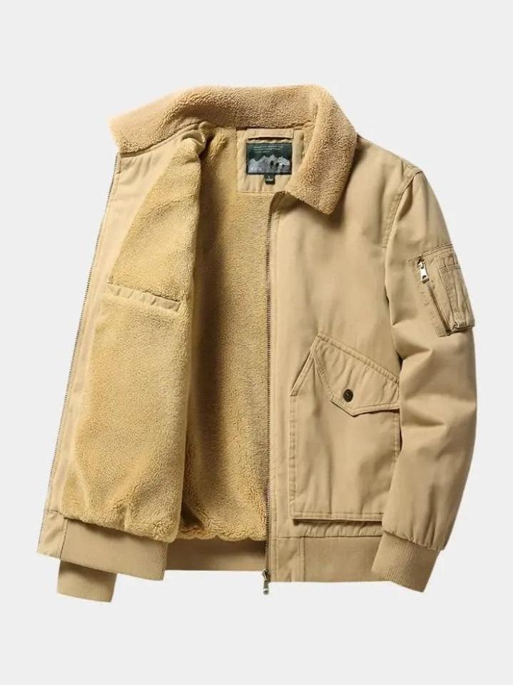 Max | Olivgrüne Fleecejacke mit Teddykragen