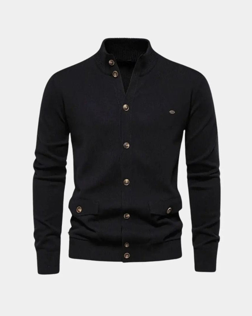 Max | Graue Strickjacke mit Knöpfen