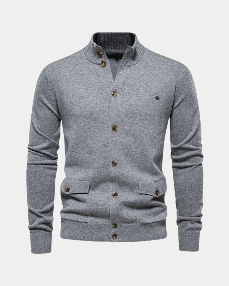 Max | Graue Strickjacke mit Knöpfen