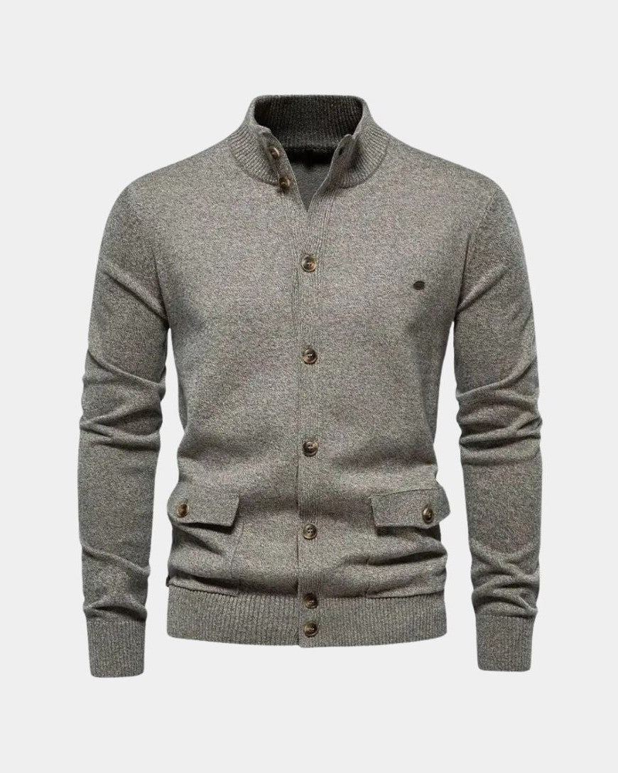 Max | Graue Strickjacke mit Knöpfen