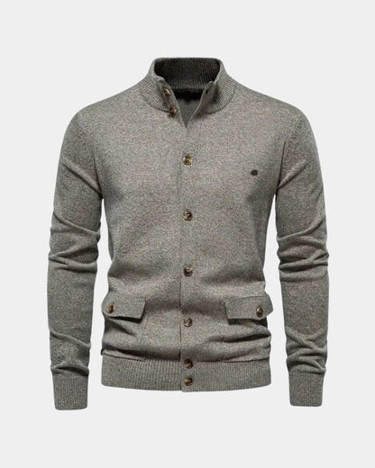 Max | Graue Strickjacke mit Knöpfen
