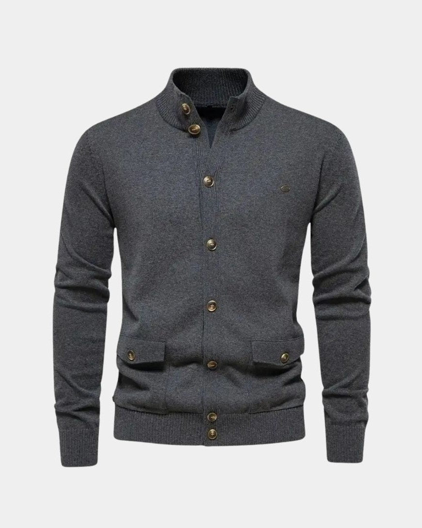 Max | Graue Strickjacke mit Knöpfen