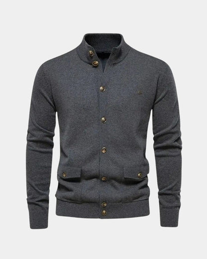 Max | Graue Strickjacke mit Knöpfen