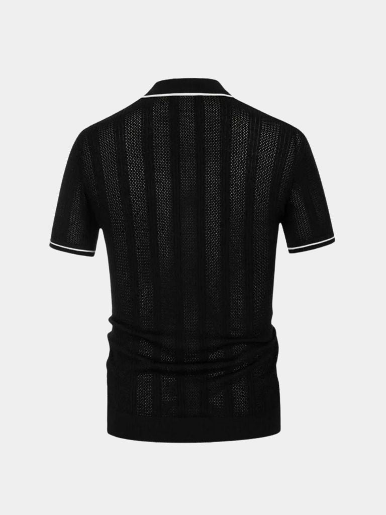 Max | Cremefarbenes Strick-Poloshirt mit Reißverschluss