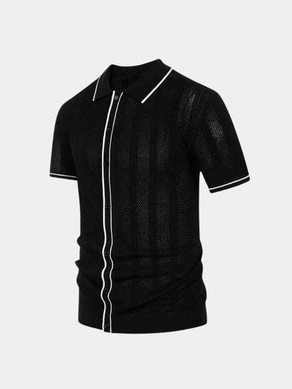 Max | Cremefarbenes Strick-Poloshirt mit Reißverschluss
