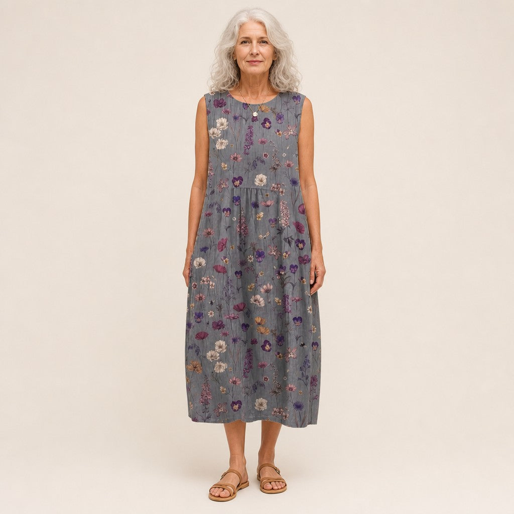 Hedwig | Ärmelloses Sommerkleid mit Streublümchen