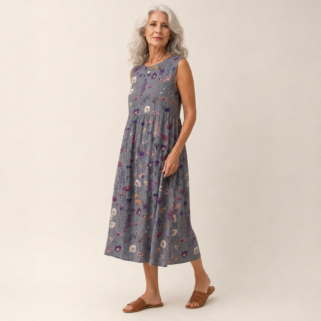 Hedwig | Ärmelloses Sommerkleid mit Streublümchen