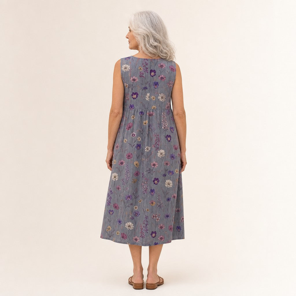 Hedwig | Ärmelloses Sommerkleid mit Streublümchen