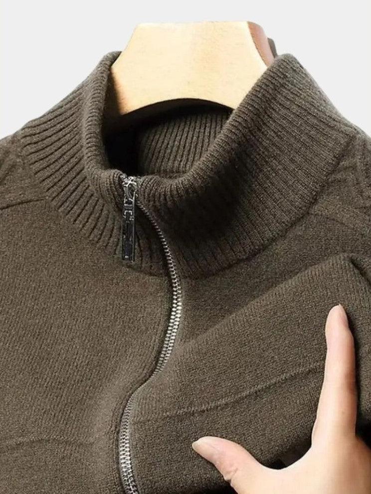 Magnus | Olivgrüne Strickjacke mit Reißverschluss
