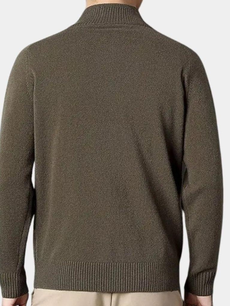 Magnus | Olivgrüne Strickjacke mit Reißverschluss