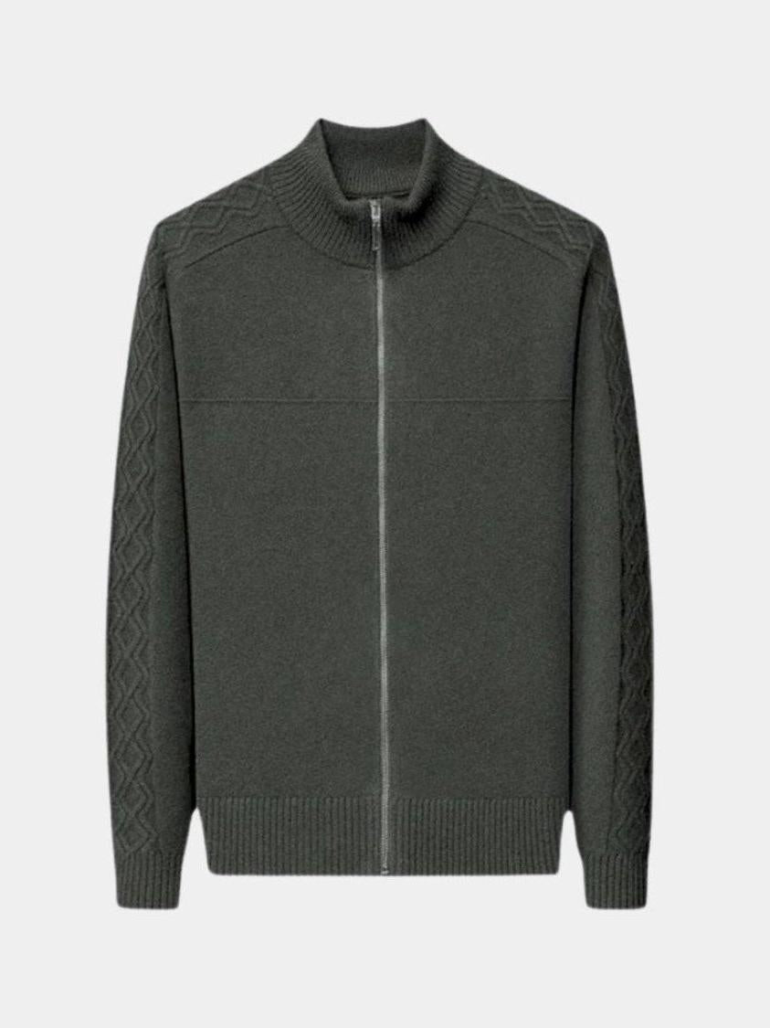 Magnus | Olivgrüne Strickjacke mit Reißverschluss