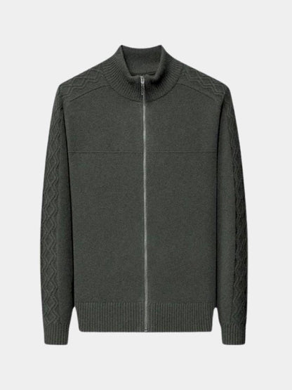 Magnus | Olivgrüne Strickjacke mit Reißverschluss