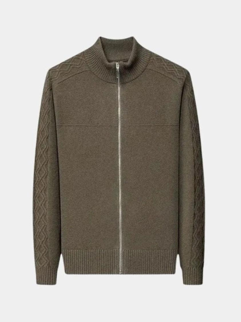 Magnus | Olivgrüne Strickjacke mit Reißverschluss