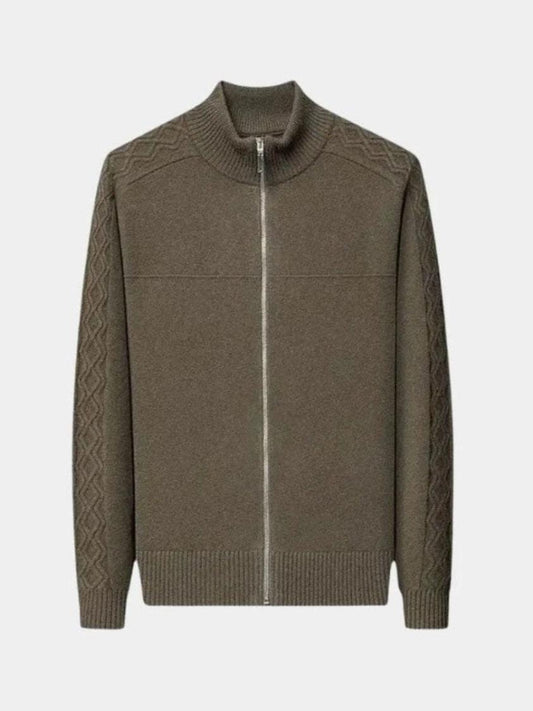 Magnus | Olivgrüne Strickjacke mit Reißverschluss