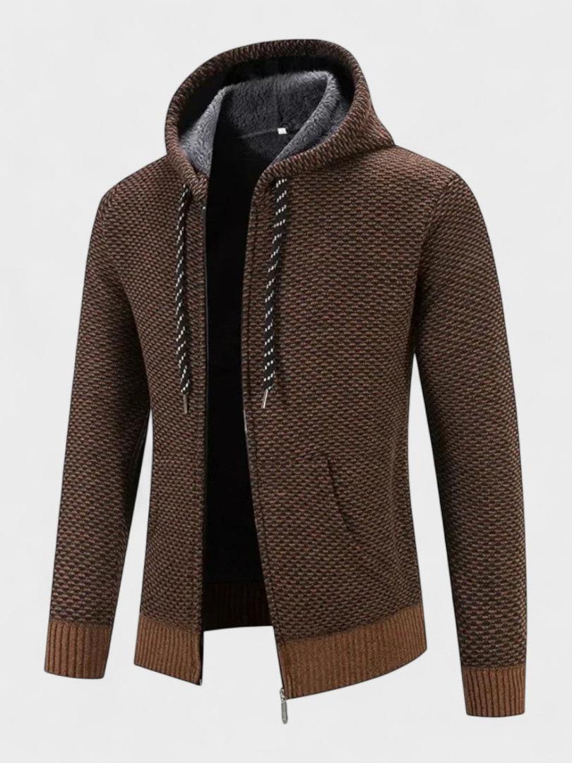 Magnus | Graue Strickjacke mit Kapuze