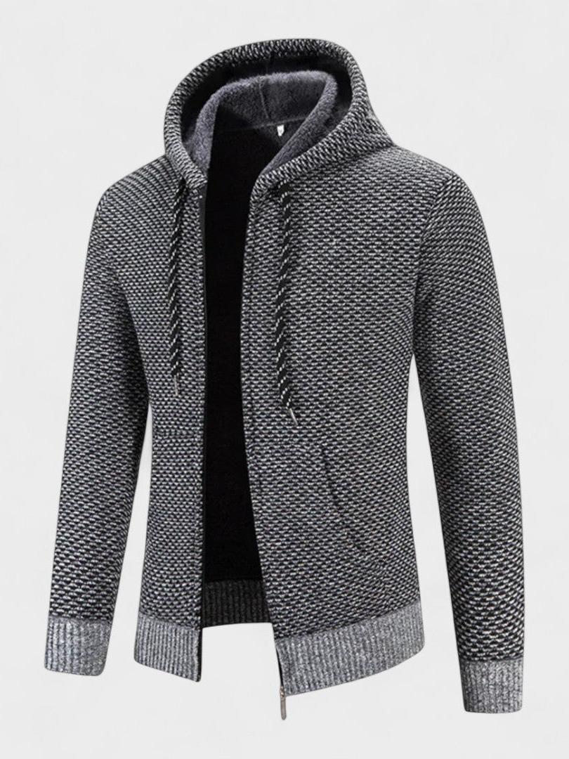 Magnus | Graue Strickjacke mit Kapuze