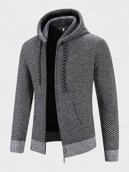 Magnus | Graue Strickjacke mit Kapuze