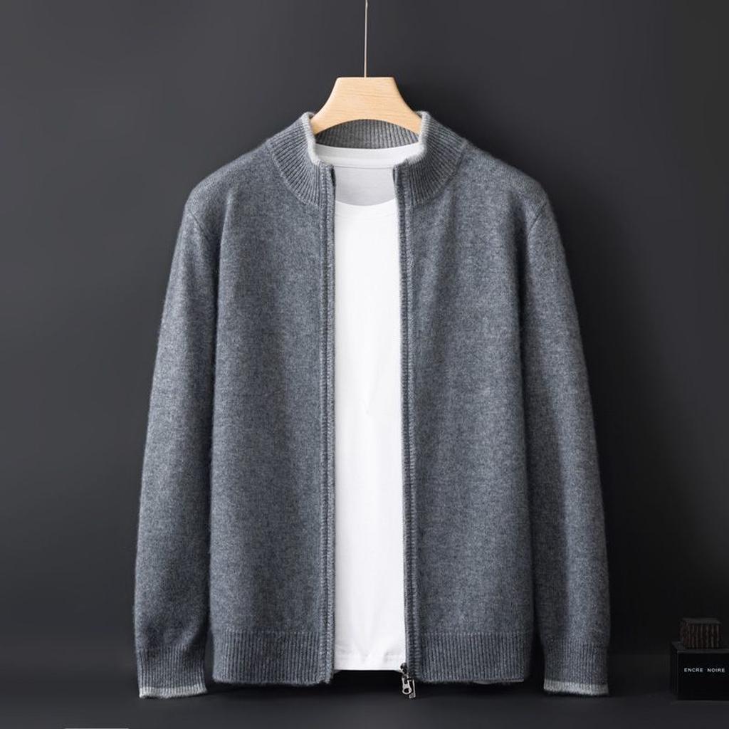 Silke-Luise | Cardigan in Kaschmir-Optik mit Rippkragen
