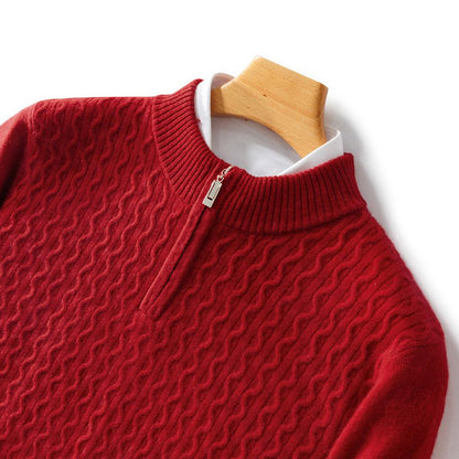 Ute-Luise | Pullover in Kaschmir-Optik mit kurzem Reißverschluss