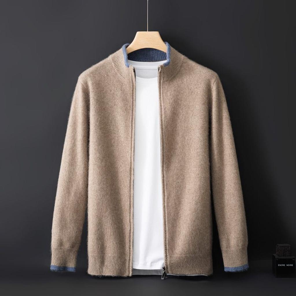 Silke-Luise | Cardigan in Kaschmir-Optik mit Rippkragen