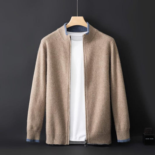 Silke-Luise | Cardigan in Kaschmir-Optik mit Rippkragen