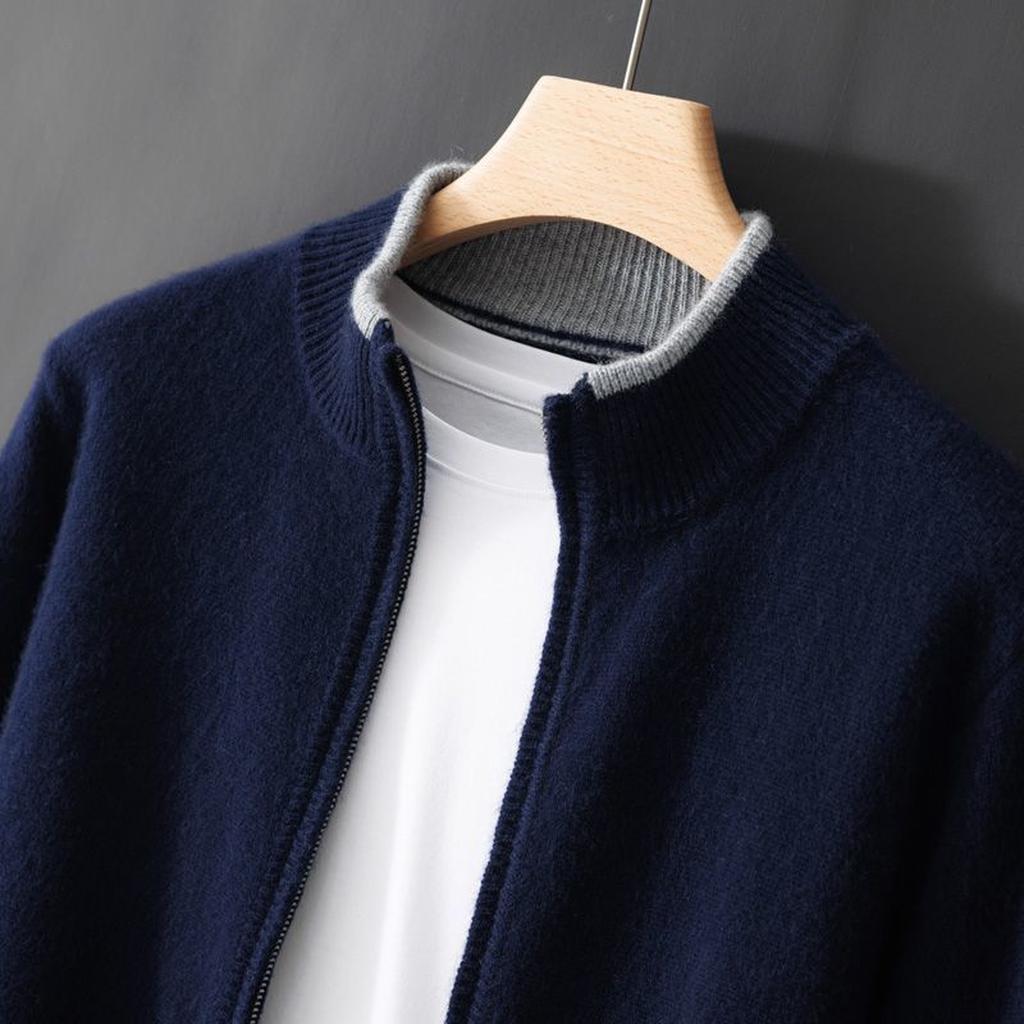 Silke-Luise | Cardigan in Kaschmir-Optik mit Rippkragen