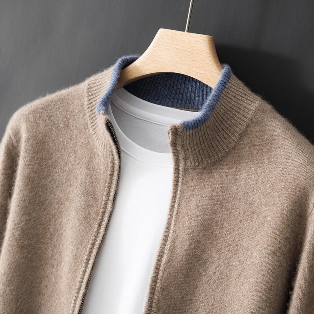 Silke-Luise | Cardigan in Kaschmir-Optik mit Rippkragen