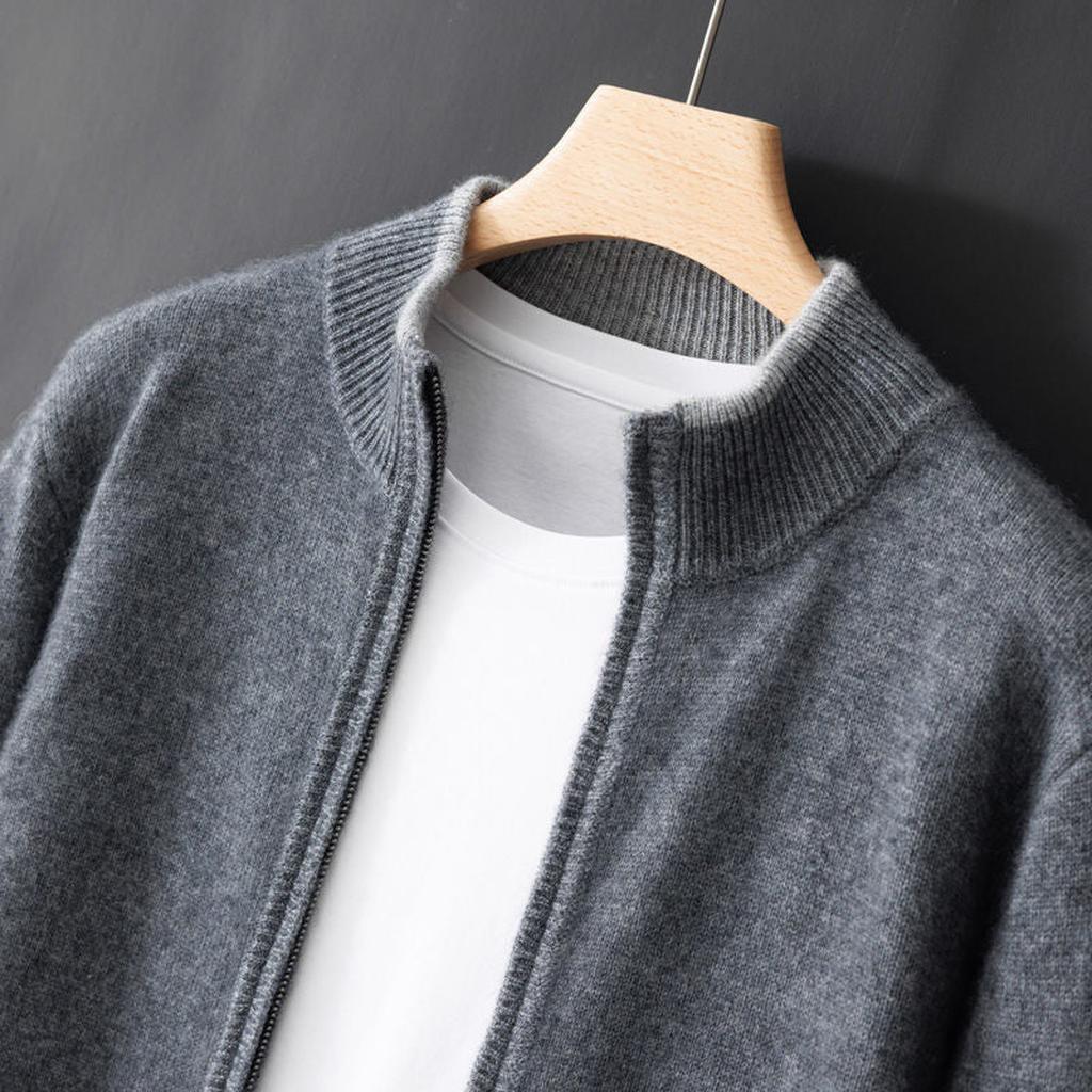 Silke-Luise | Cardigan in Kaschmir-Optik mit Rippkragen