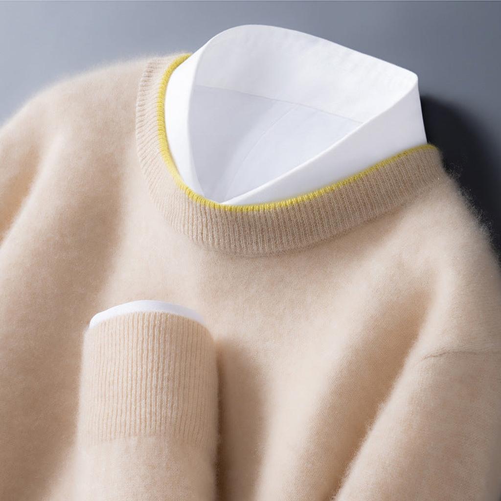 Heidi-Marie | Pullover in Kaschmir-Optik mit Kontrastkragen