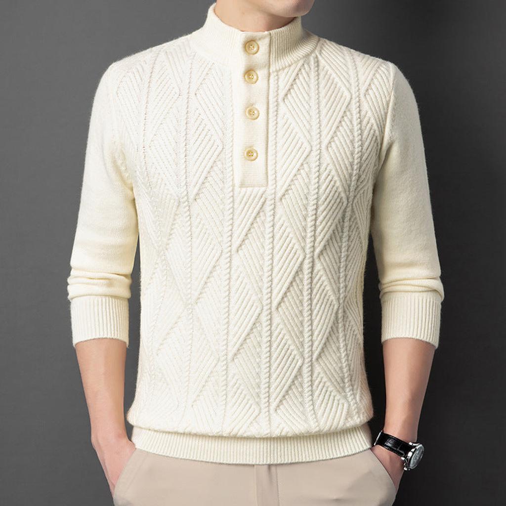 Jana-Marie | Pullover in Merino-Optik mit halbem Reißverschluss und Strukturmuster