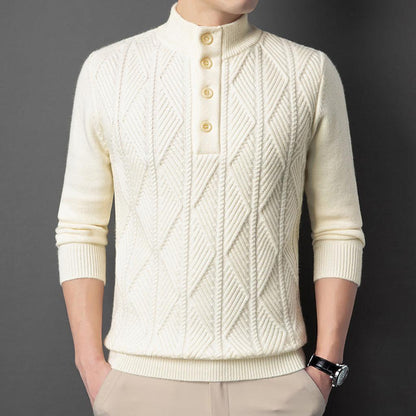 Jana-Marie | Pullover in Merino-Optik mit halbem Reißverschluss und Strukturmuster