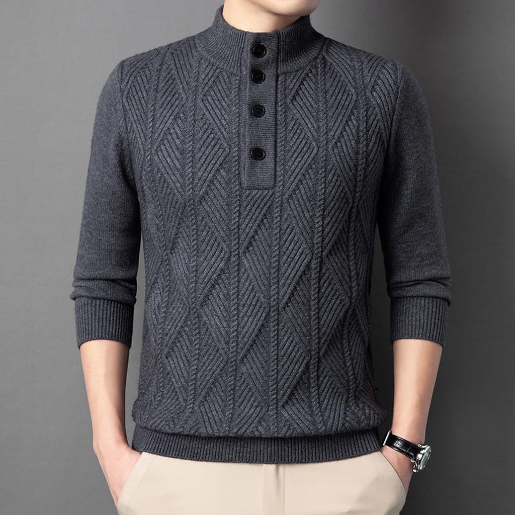 Jana-Marie | Pullover in Merino-Optik mit halbem Reißverschluss und Strukturmuster