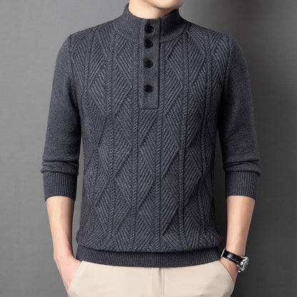 Jana-Marie | Pullover in Merino-Optik mit halbem Reißverschluss und Strukturmuster