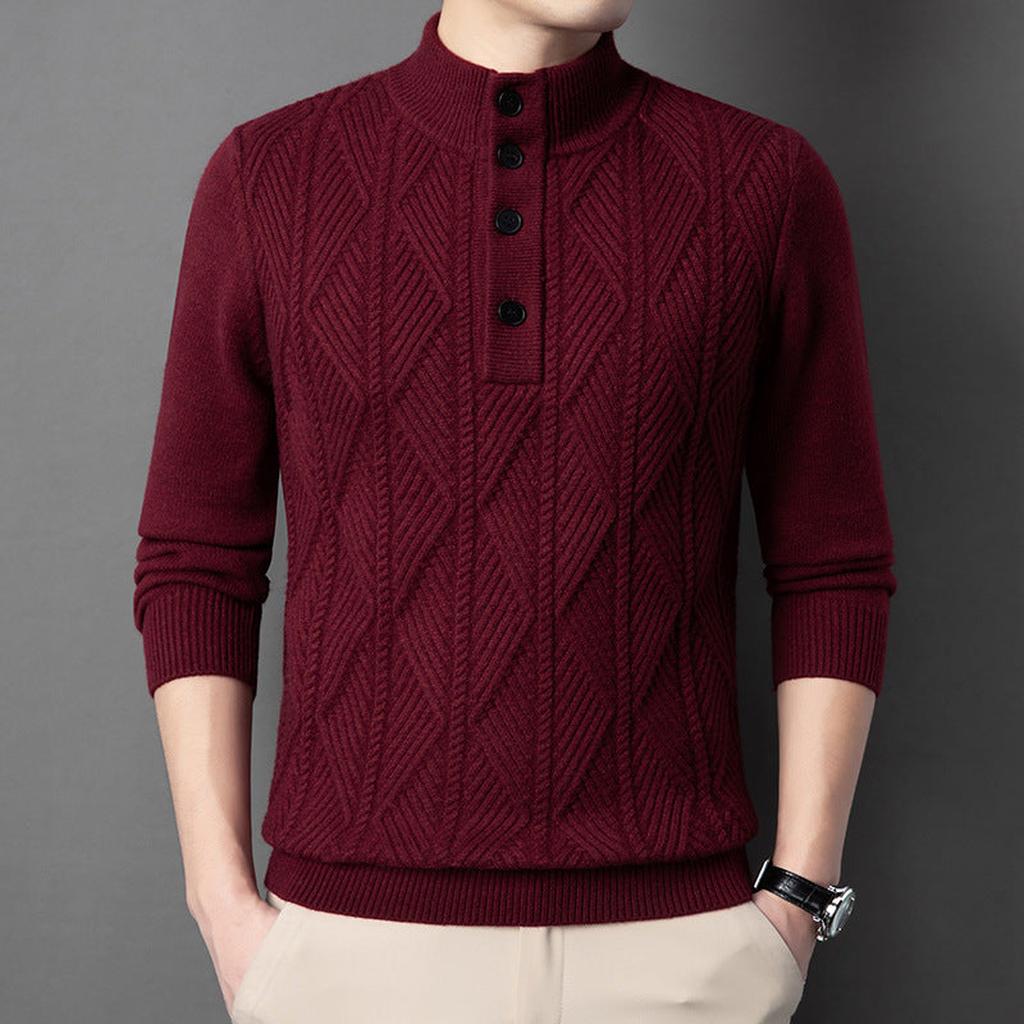 Jana-Marie | Pullover in Merino-Optik mit halbem Reißverschluss und Strukturmuster