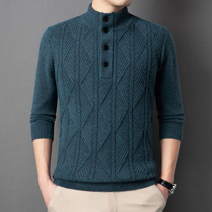 Jana-Marie | Pullover in Merino-Optik mit halbem Reißverschluss und Strukturmuster