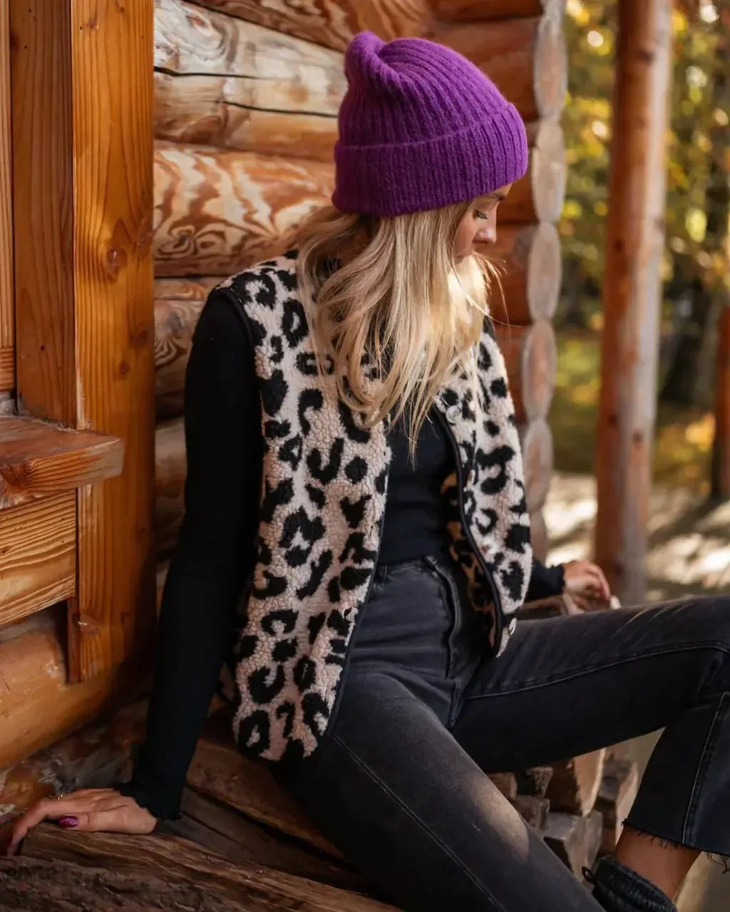 Maya | Strickpullunder mit Leopardenmuster