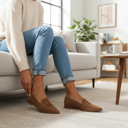 Maike | Grauer Velours-Loafer