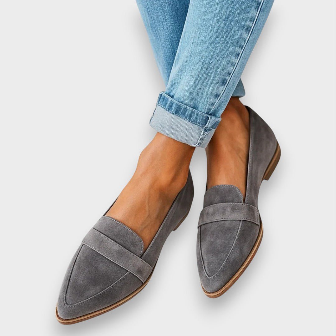 Maike | Grauer Velours-Loafer