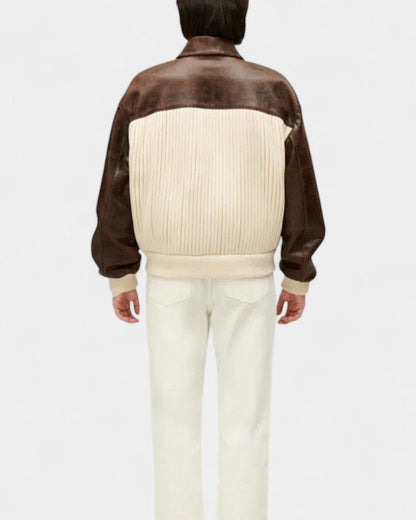 Marlene | Colorblock-Jacke in Creme und Braun