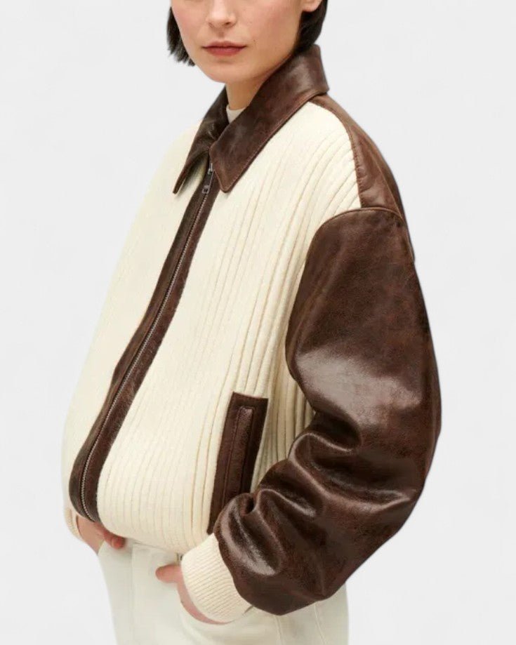 Marlene | Colorblock-Jacke in Creme und Braun