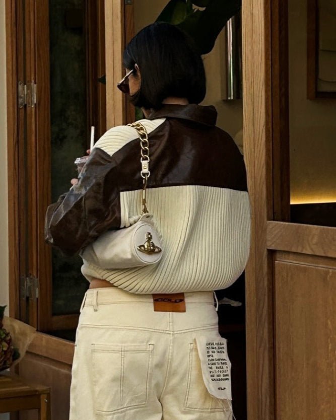 Marlene | Colorblock-Jacke in Creme und Braun