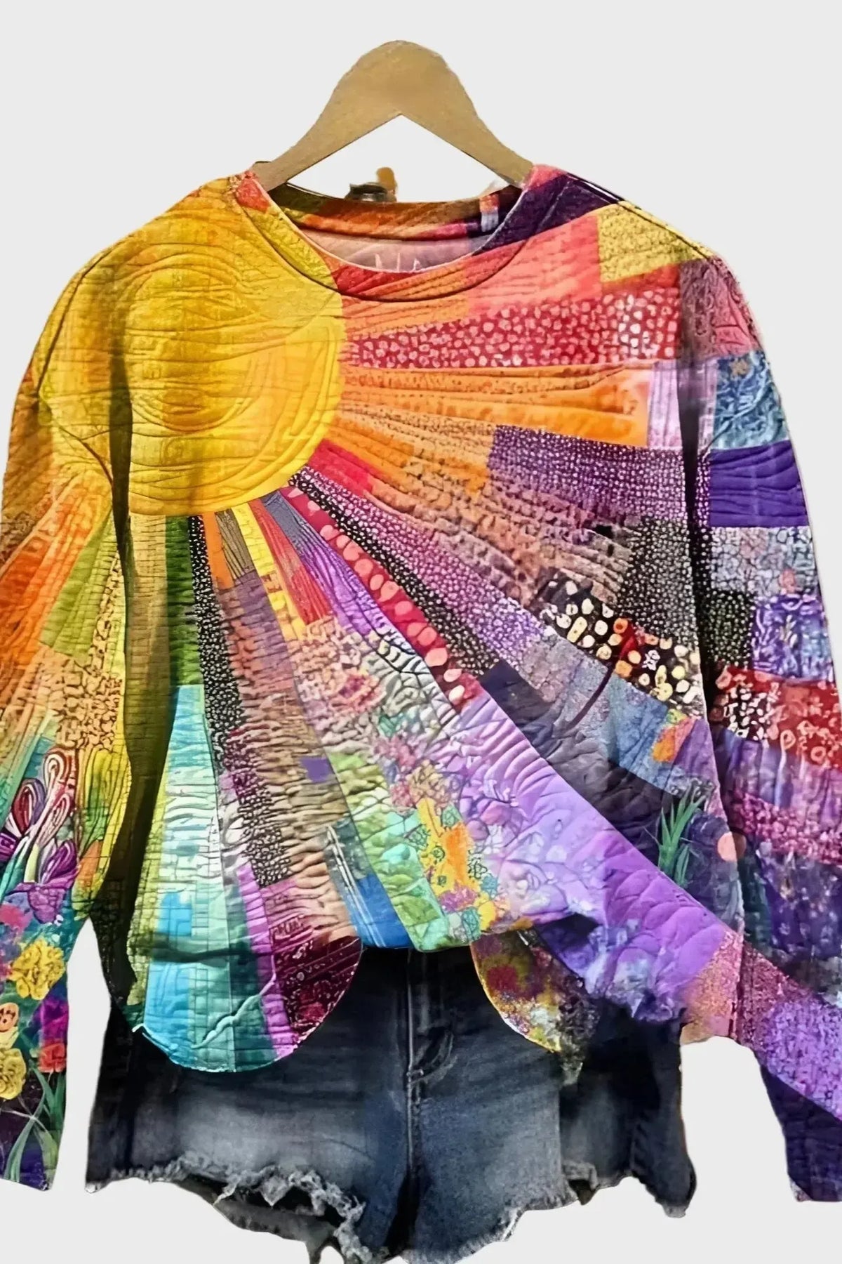 Marlene | Buntes Stricktop mit abstraktem Muster