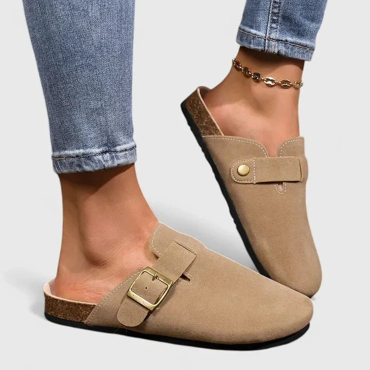 Marina | Beigefarbener Komfort-Loafer mit Riemen