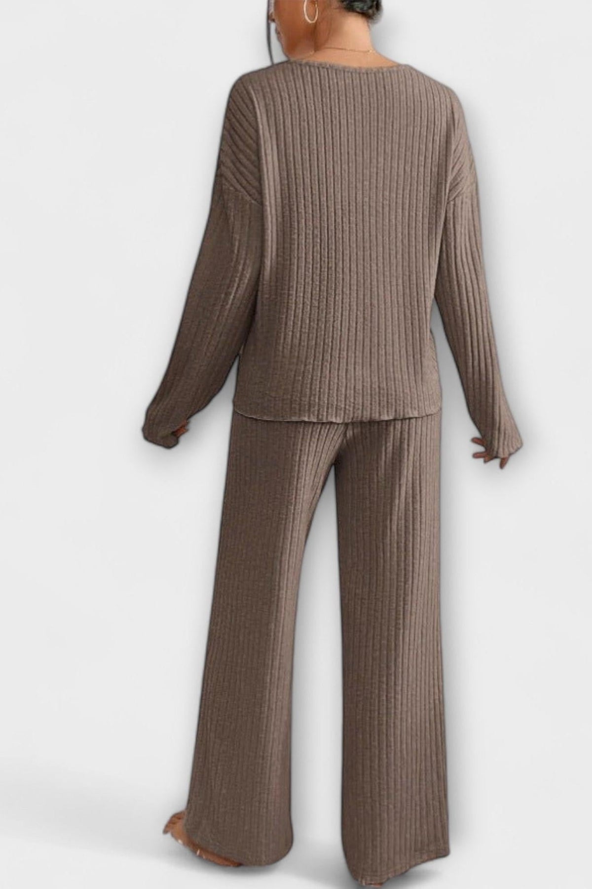 Melody | Gerippter Strickpullover & weite Hose Set