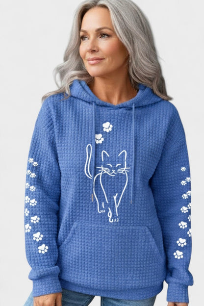 Melody | Schwarzer Hoodie mit Katzenstickerei