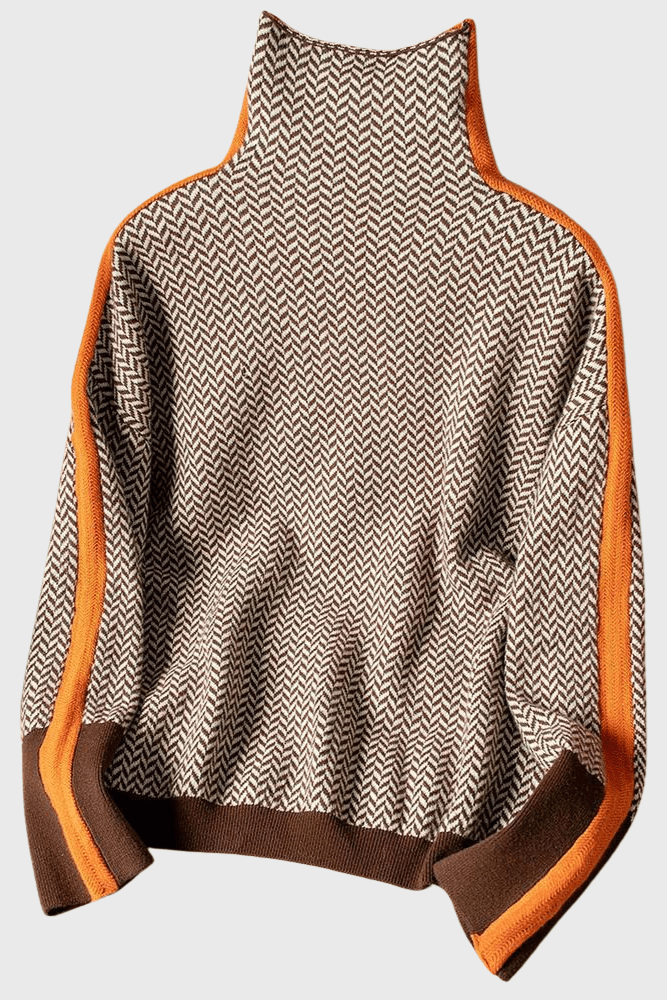 Marie | Rollkragenpullover mit Fischgrätmuster