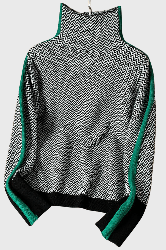 Marie | Rollkragenpullover mit Fischgrätmuster