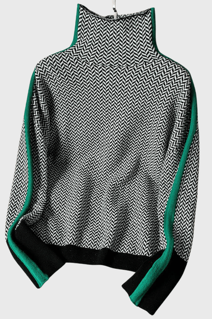 Marie | Rollkragenpullover mit Fischgrätmuster