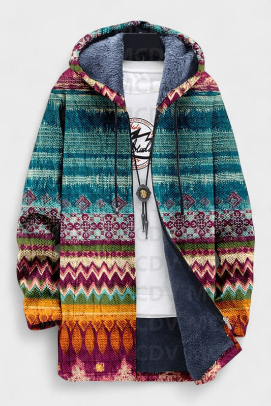 Marie | Petrolfarbene Fair-Isle-Kapuzenjacke